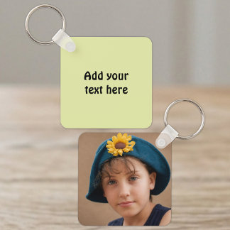 Add custom text 1 photo green keychain