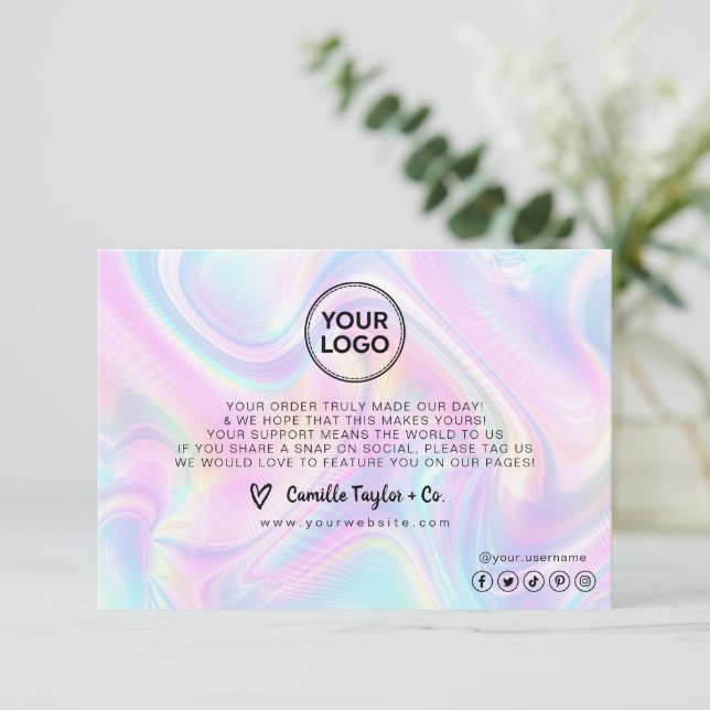 Add Custom Your Logo Business Holo Thank You Card (Standing Front)