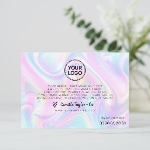 Add Custom Your Logo Business Holo Thank You Card
