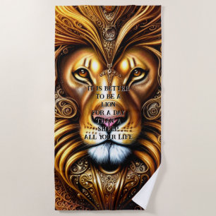 Add/delete text - Amazingly Beautiful Golden Lion Beach Towel