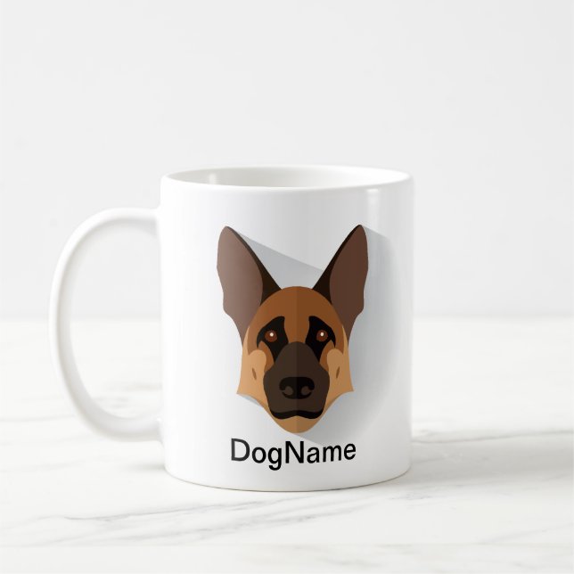 Add Dog Name, German Shepherd GSD Coffee Mug (Left)
