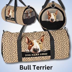 Add Dog Name or Your Name, Bull Terrier Duffle Bag