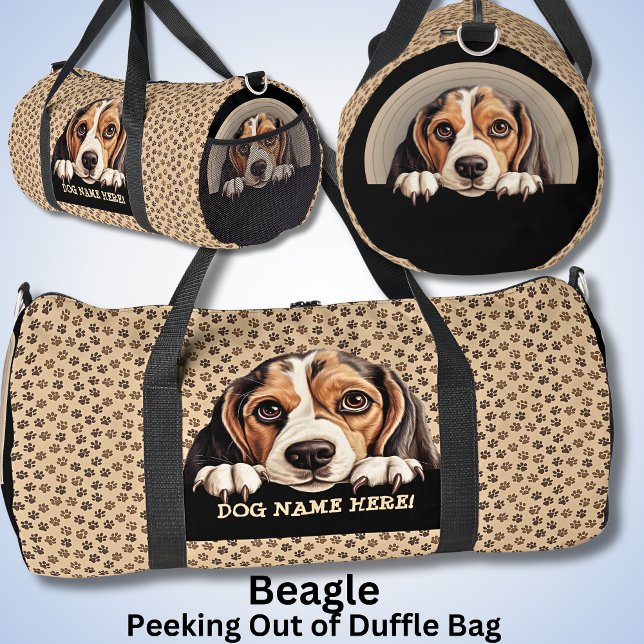 Add Dog Name Your Name, Beagle Duffle Bag (Creator Uploaded)
