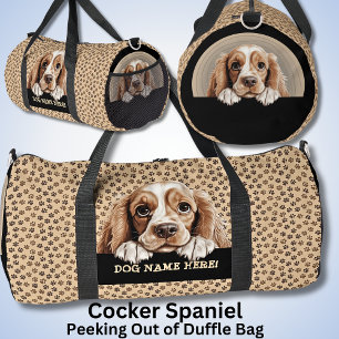 Add Dog Name Your Name, Cocker Spaniel Duffle Bag