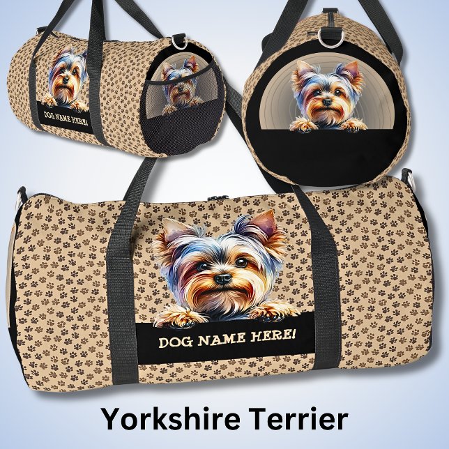 Add Dog Name Your Name, Yorkshire Terrier Duffle Bag (Creator Uploaded)