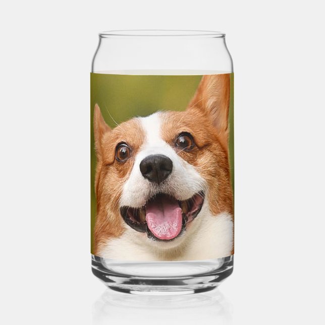 Add Dog Photo Personalized Customized Can Glass (Front)