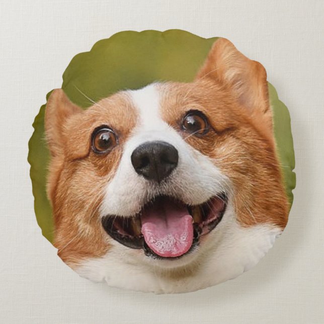 Add Dog Photo Personalized Customized Round Pillow (Front)