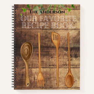 Add family name Our favourite recipe Rustic wooden Notebook