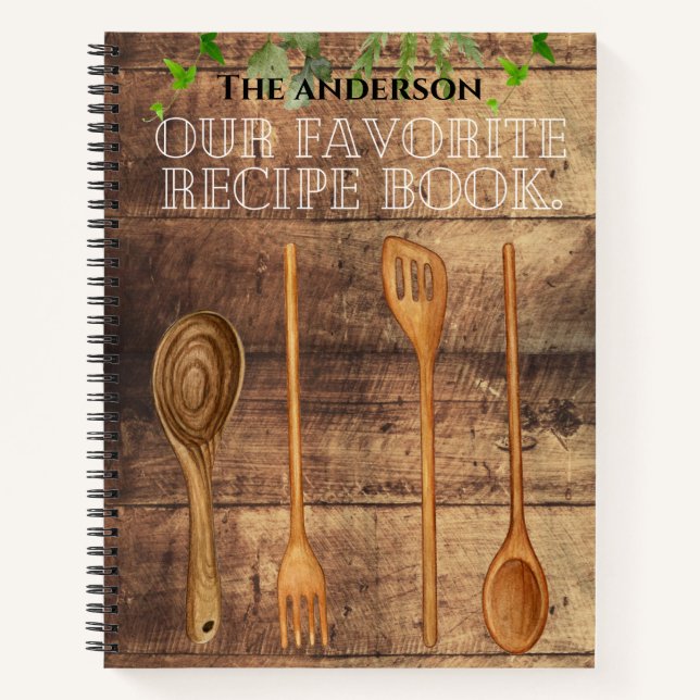 Add family name Our favourite recipe Rustic wooden Notebook (Front)