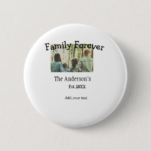 Add family name photo year rustic vintage holiday 2 inch round button