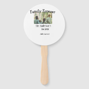 Add family name photo year rustic vintage holiday hand fan