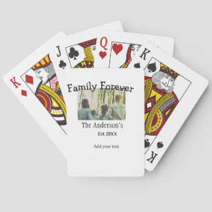 Add family name photo year rustic vintage holiday playing cards