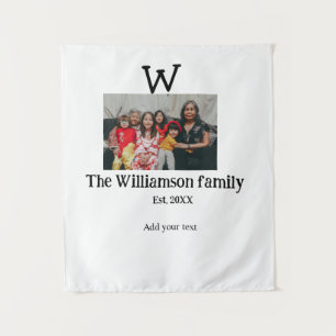Add family name photo year rustic vintage reunion tapestry