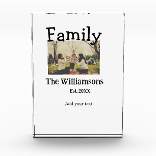 Add family name photo year rustic vintage template block