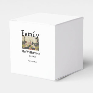Add family name photo year rustic vintage template favor box
