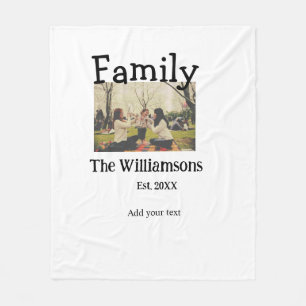 Add family name photo year rustic vintage template fleece blanket