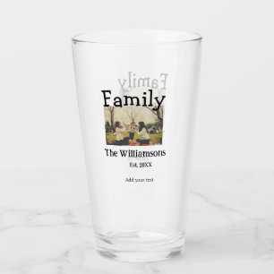 Add family name photo year rustic vintage template glass