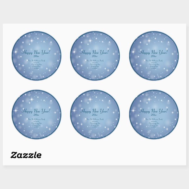 Add Family Organization Name Happy New Year 20xx  Classic Round Sticker (Sheet)