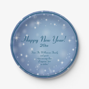 Add Family Organization Name Happy New Year 20xx Paper Plate