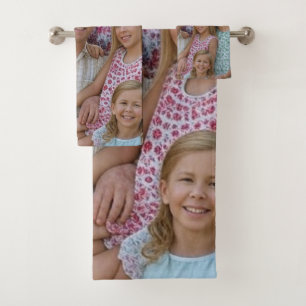Add Family Reunion Photo Customize Bath Towel Set