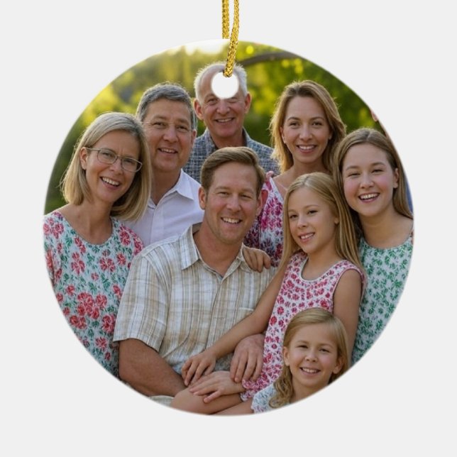 Add Family Reunion Photo Customize Ceramic Ornament (Front)
