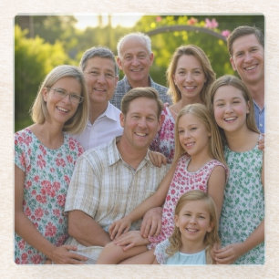 Add Family Reunion Photo Customize Glass Coaster