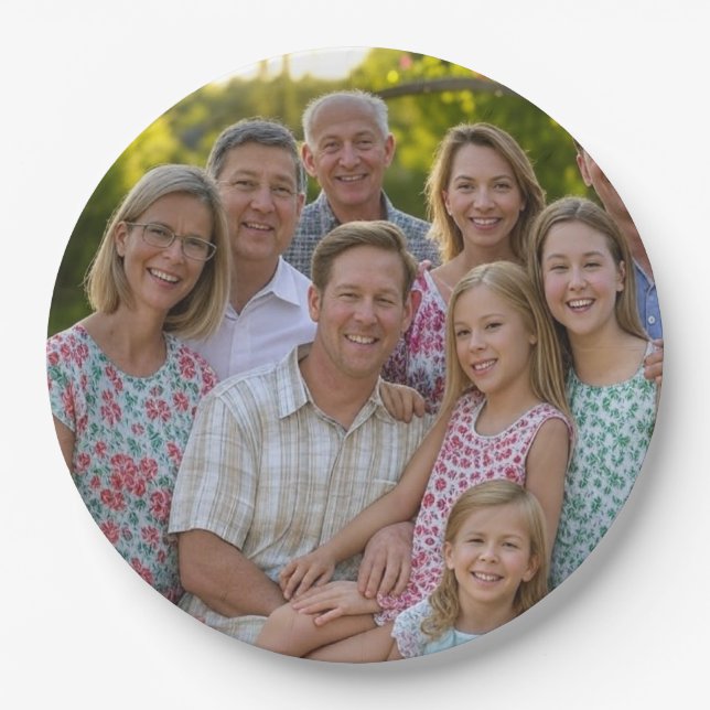 Add Family Reunion Photo Customize Paper Plate (Front)