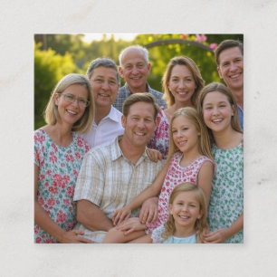 Add Family Reunion Photo Customize Square Business Card