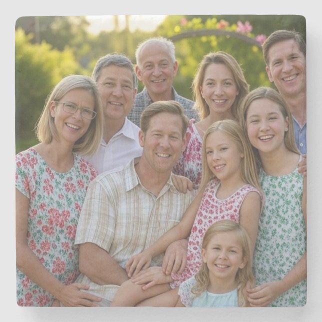 Add Family Reunion Photo Customize Stone Coaster (Front)