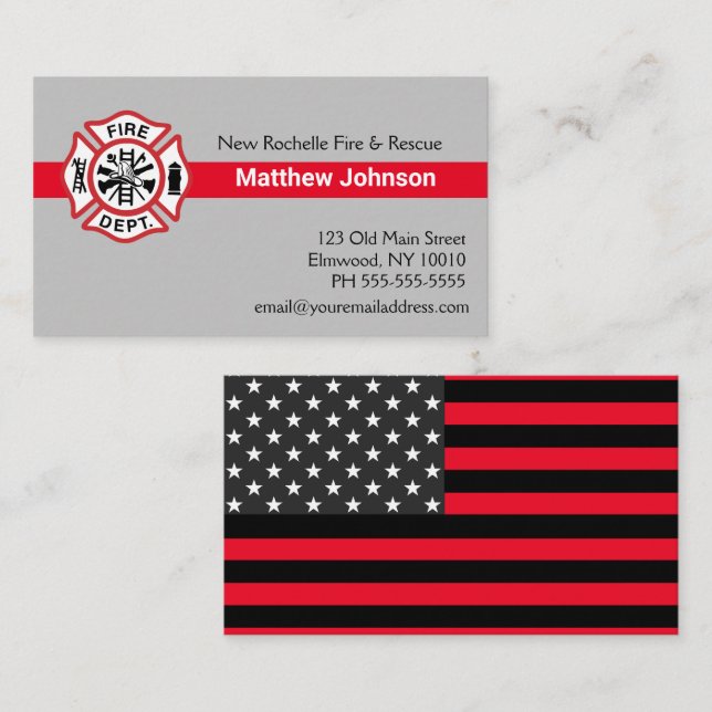 Add Firehouse Emblem Fire Department Firefighter  Business Card (Front/Back)