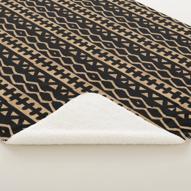 Add Flair with Tribal Mud Cloth Motifs  Sherpa Blanket (3/4)