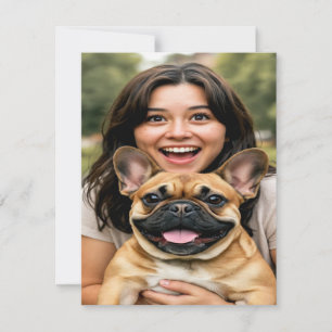 Add French Bulldog Photo Personalize Card