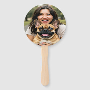 Add French Bulldog Photo Personalize Hand Fan