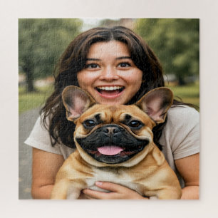 Add French Bulldog Photo Personalize Jigsaw Puzzle