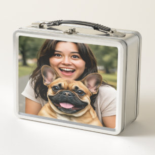 Add French Bulldog Photo Personalize Metal Lunch Box