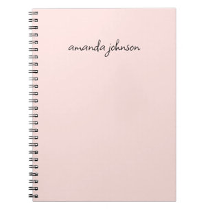 Add Full Name Minimal Monogram Light Pink Notebook