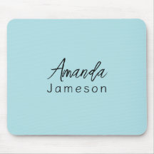 Add Full Name Simple Minimal Monogram Light Blue M