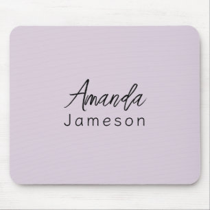 Add Full Name Simple Minimal Monogram on Lilac Mouse Pad