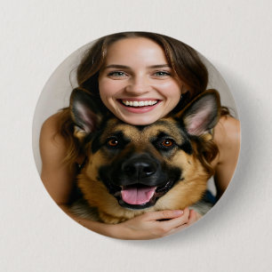 Add German Shepherd Photo Personalize 3 Inch Round Button