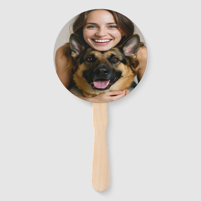 Add German Shepherd Photo Personalize Hand Fan (Front)