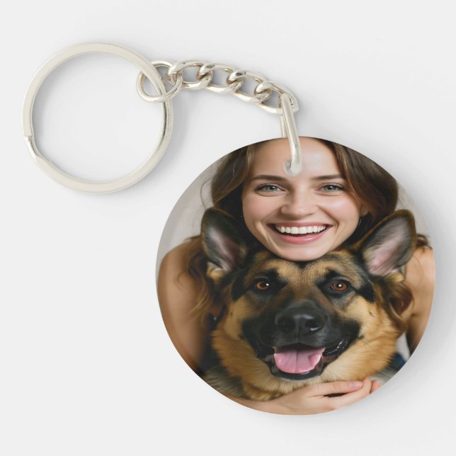 Add German Shepherd Photo Personalize Keychain (Front)