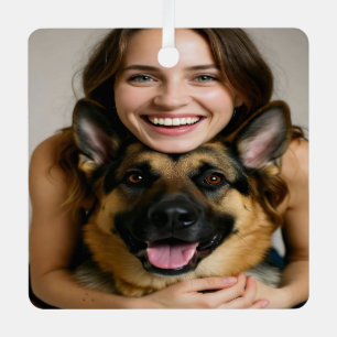 Add German Shepherd Photo Personalize Metal Ornament