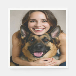 Add German Shepherd Photo Personalize Napkin