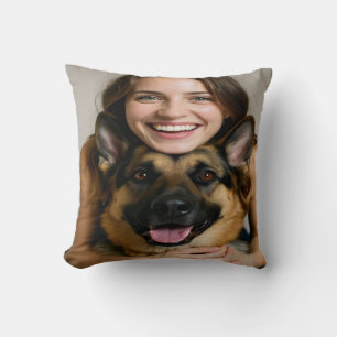 Add German Shepherd Photo Personalize Throw Pillow