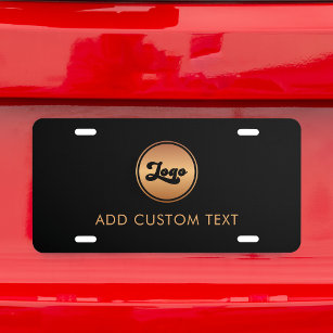 Add Gold Business Company Logo & Text Professional License Plate