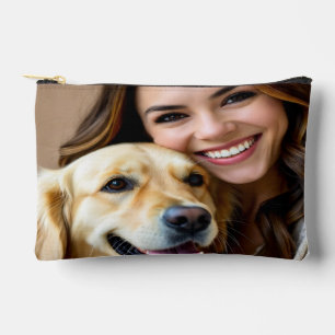Add Golden Retriever Photo Personalize Accessory Pouch