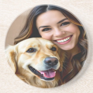 Add Golden Retriever Photo Personalize Coaster