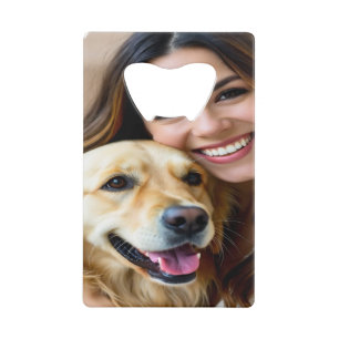 Add Golden Retriever Photo Personalize Credit Card Bottle Opener