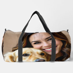 Add Golden Retriever Photo Personalize Duffle Bag
