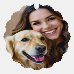 Add Golden Retriever Photo Personalize Ornament Card